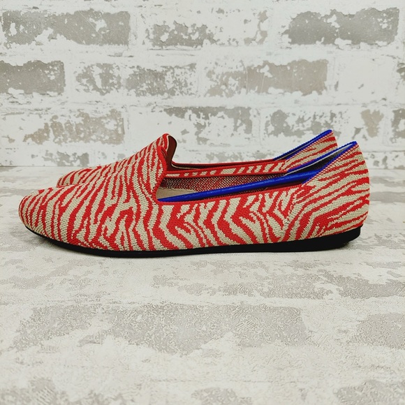 NEW Rothy's The Flat Red Zebra Round Toe Slip On Loafers C499